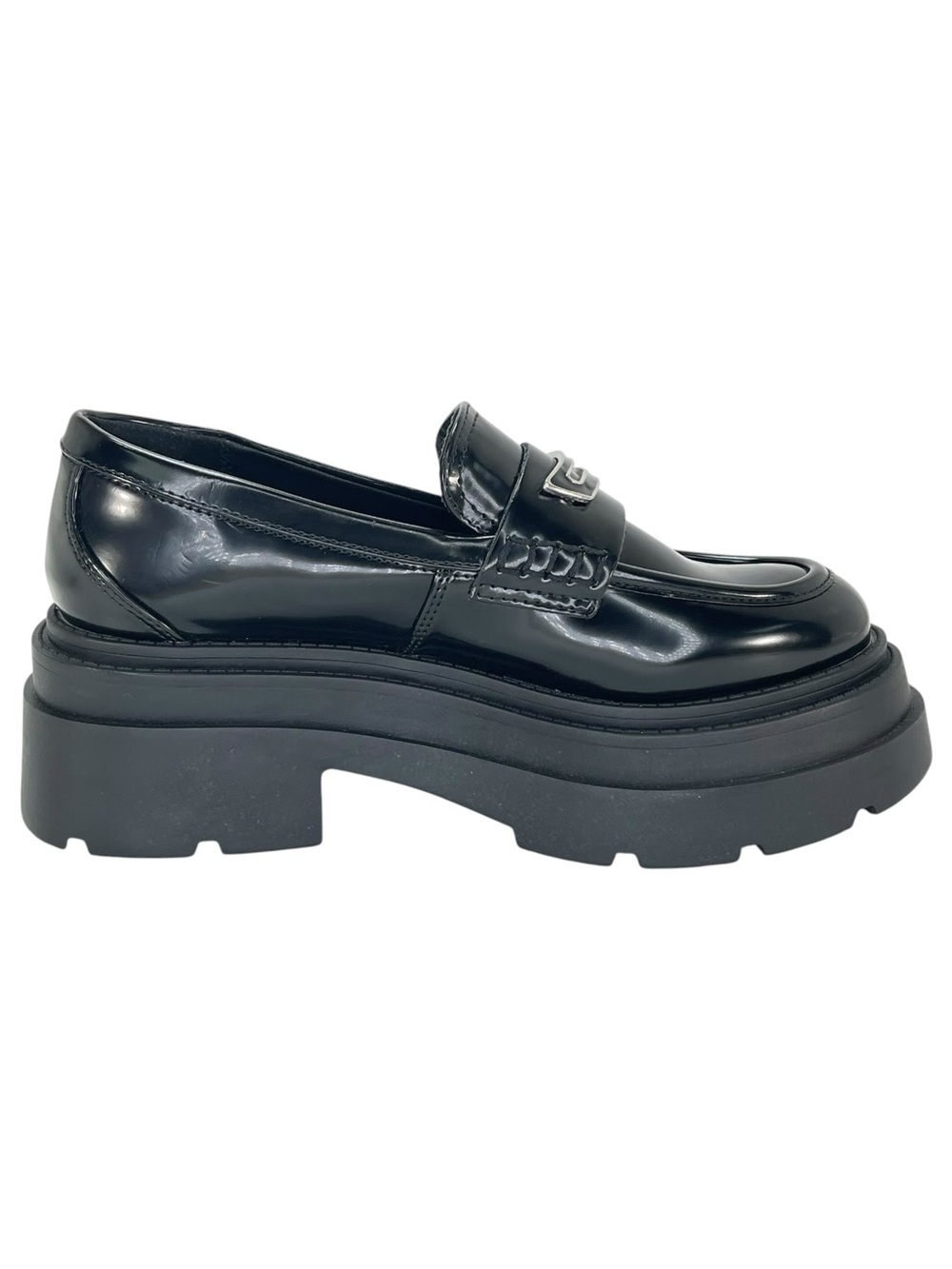 Wild Pair Nelley Black Patent Leather Womens Penny Loafers Size 6M - Picture 5 of 12